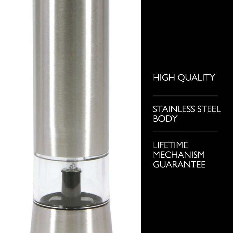 Cole & Mason Hampstead Electronic Salt Mill - Electric Salt Grinder Set - Adjustable Electric Spice Grinder - Kitchen Tool & Gadget - Hand Wash - Stainless Steel - Image 2